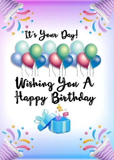 Colorful Happy Birthday Card | Digital Design | 3D Graphics